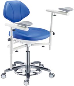 Tabouret dentaire PLST-216, accoudoirs déployés à 180 degrés
