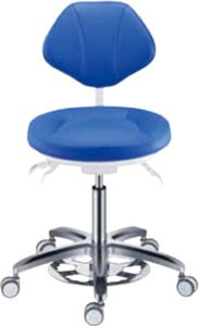Tabouret dentaire PLST-219, assise ronde sans accoudoirs, coloris bleu