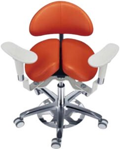 Tabouret dentaire PLST-246 vu de dessus, assise selle scindée