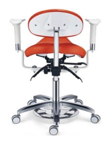 Tabouret dentaire PLST-246, assise selle avec dossier et accoudoirs