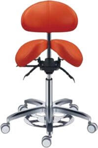 Tabouret dentaire PLST-251, assise selle sans accoudoirs, coloris orange